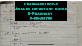 2 Marks Important Notes Pharmacology2 [upl. by Ballinger]