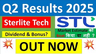 STERLITE TECHNOLOGIES Q2 results 2025  STERLITE results today  STERLITE TECHNOLOGIES Share News [upl. by Tavia]