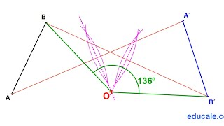 Determina el centro de giro y el ángulo de giro que transforma el segmento AB en A´B´ [upl. by Elcin]