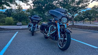 2023 road glide amp street glide sharkroad slip on 45” exhaust test [upl. by Ahders]