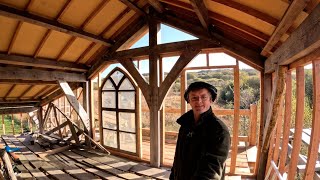 Timber Framed Barn Part 30 Curved Church Windows [upl. by Anuahsal156]