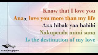 English lyrics  I love you more than my life  Ana hibak ya habibi  By nimco happy  Somali lyrics [upl. by Clancy501]