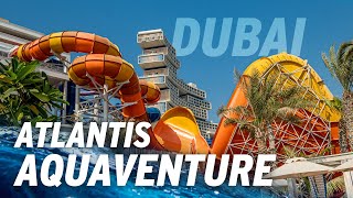 Worlds Largest Water Park Atlantis Aquaventure Dubai  Water Slides 2023 [upl. by Aynnat44]