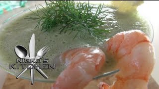 CHILLED CUCUMBER SOUP with PRAWNS  Nickos Kitchen [upl. by Sokim]