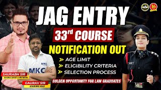 Indian Army JAG 33 Notification Out  Judge Advocate General  JAG Entry SSB Interview  MKC [upl. by Dorrehs]