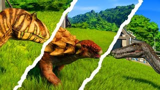 3 Nodosaurus Vs 3 Metriacanthosaurus 3 Baryonyx  Jurassic World Evolution  Jurassic On Tube [upl. by Egarton393]