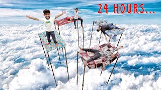 Living 24 hours on worlds tallest bed challenge [upl. by Pinter968]