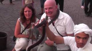 Djemaa el Fna Marrakech Morocco  Snake Charmer July 2010 [upl. by Shanta331]