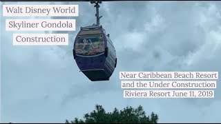 Walt Disney World Skyliner Gondola Construction Near Caribbean Beach and Riviera Resort 61119 [upl. by Nyleikcaj1]