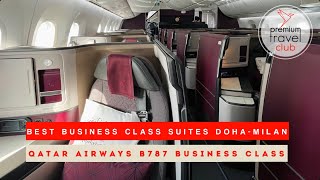 Qatar Airways NEW Business Class suites on Boeing 7879 Doha to Milan [upl. by Laerol]