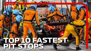 Top 10 Fastest Pit Stops Of All Time  DHL [upl. by Ihcelek]