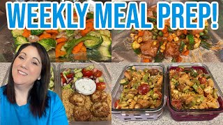 WEEKLY MEAL PREP  Mediterranean Meatballs Chicken Foil Packets Buffalo Pasta  Journey to Healthy [upl. by Ydaf]