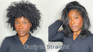 Curly to straight How to straighten your natural hair  Hair Tutorial [upl. by Eillen]