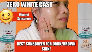 EUCERIN SENSITIVE MINERAL TINTED SPF35 BEST SUNSCREEN FOR DARKBROWN SKIN [upl. by Ybrad]