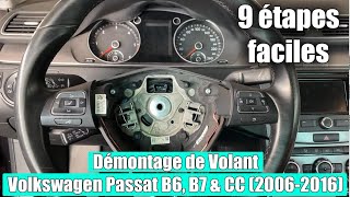 Comment retirer Démontage le volant de VW Volkswagen Passat B6 B7 CC 20062016  9 étapes [upl. by Hanzelin]