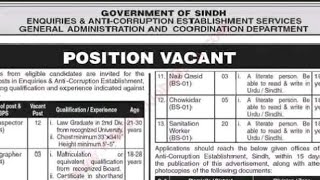 new jobs in anti corruption department of sindh 2024newjobs foryou love allpakistanjobsinfo [upl. by Kozloski]