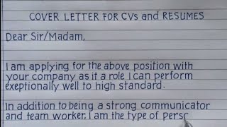 HOW TO WRITE COVER LETTER for CVs RESUMESCOVER LETTER FOR JOB APPLICATION [upl. by Wassyngton101]