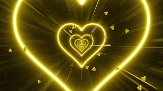 🧡Golden Neon Lights Love Heart Tunnel Background Video1Hour No Sound Heart Background Video 2023 [upl. by Kirtley]