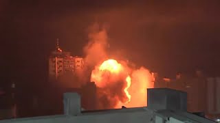 Explosions as Israel Strikes Gaza Building Collapses [upl. by Nitsruk918]