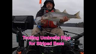 Trolling Umbrella Rigs for Stripers on Lake Rhodhiss NC 12324 [upl. by Hazelton]