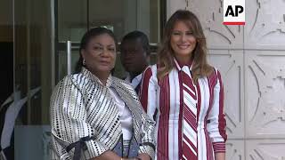 Melania Trump meets Ghanas First Lady in Accra [upl. by Elleinahc382]