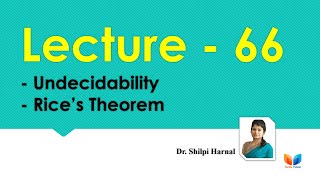 Undecidability  Rice’s Theorem  Undecidability Problem  Lecture66 [upl. by Aerdnuahs]