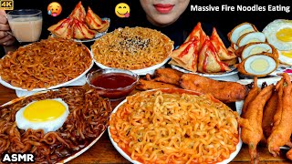 ASMR Spicy Curry NoodlesFried EggHot TeaBlack Bean and Chicken Fire Noodles ASMR Eating Mukbang [upl. by Akiehsal391]