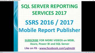 SSRS 2017 Mobile Reports  mobile reports in ssrs 2016 [upl. by Ford478]