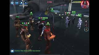 SWGOH TW Wookiee Tarfful Omicron vs First Order Captain Phasma Omicron [upl. by Jabin]