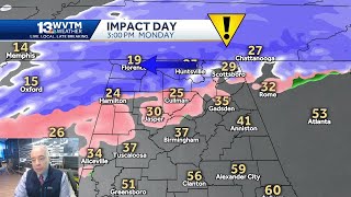 Winter Storm Watch where the snow and sleet will have a big impact in Alabamas weather forecast [upl. by Wier]