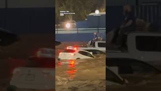 Cars Buildings Underwater  Roswell Residents Wait on Roof [upl. by Neehahs]