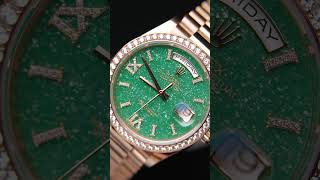 Rolex President Day Date Rose Gold Green Aventurine Diamond Watch 128345 l SwissWatchExpo [upl. by Auoh172]