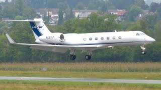 Gulfstream G550 N233LT Landing at Bern  Nonstop from Hong Kong [upl. by Nylzzaj152]