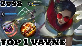 Wild Rift Vayne  Top 1 Vayne 2 vs 8 Gameplay Rank Season 11 [upl. by Eneli894]