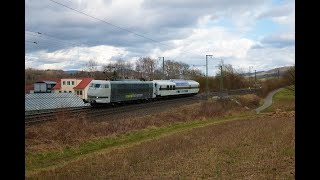 Schöner Pfiff RailAdventure 103 2226 mit Luxon Aussichtswagen in Hösbach [upl. by Torosian]