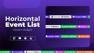 Horizontal Twitch Event List for StreamElements amp OBS Studio [upl. by Antoinetta10]