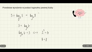 Przedstaw wyrażenie w postaci logarytmu pewnej liczby [upl. by Ymmaj]