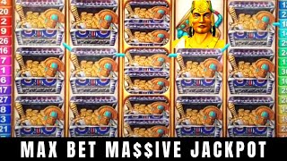 MASSIVE JACKPOT ON MAYAN CHIEF SLOT MACHINE OVER 350 FREE GAMES I FULL SCREEN TREASURE BOX [upl. by Saitam760]