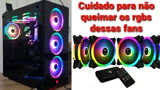 kit com 4 fans gamdias aeolus M2 1204R argb com controladora  unboxing instalação e efeitos rgb [upl. by Maggs]