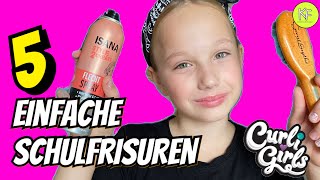 5 EINFACHE FRISUREN FÜR DIE SCHULE  HALBLANGE HAARE ✨ CURLI GIRLS CHALLENGE 💜 KLEINE FAMILIENWELT [upl. by Featherstone999]