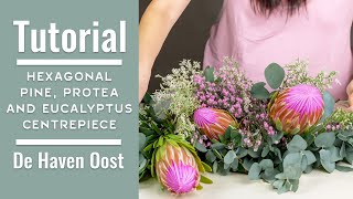 Hexagonal Pine Protea and Eucalyptus Centerpiece [upl. by Eitsim]