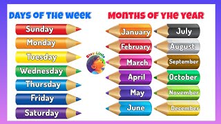 Months of the year  days of the week name in english  months and week name in english [upl. by Joelie147]