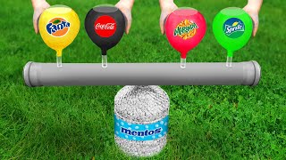 Coca Cola Fanta Sprite and mirinda vs Mentos and Balloons [upl. by Sofia518]