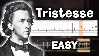 Chopin  Etude Op 10 No 3 Tristesse  EASY Guitar tutorial TAB [upl. by Yrohcaz]