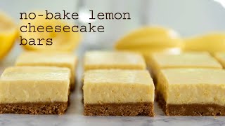 NoBake Lemon Cheesecake Bars  traybakes amp more [upl. by Adnaloj]