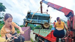 Tran Dieu Linh and Crane Operator Job Operate the crane to move the thresher  Daily Life [upl. by Papke]