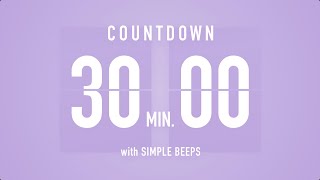 30 Min Countdown Flip Clock Timer  Simple Beeps 🫐 🔔 [upl. by Zerimar]