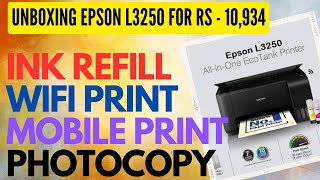 Epson L3250 Wifi printer 🖨️  Price Rs  10934 😲 lnk Refill Print Wifi print amp photocopy മലയാളം [upl. by Airan]