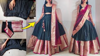 Perfect pleated lehenga skirt cutting stitching for beginners step by step  lehenga skirt stitching [upl. by Odama]