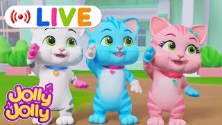 LIVE🔴Three little kittens Skip to my lou  More  Jolly Jolly amp Animals  Best Kids Songs [upl. by Clementina]